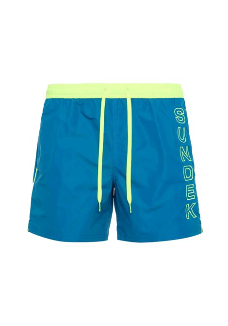 Costume Sundek Iconic Taffetà con Piping a contrasto Blu Deep Verde Uomo SUNDEK | Costumi | M732BDTA100-A9701