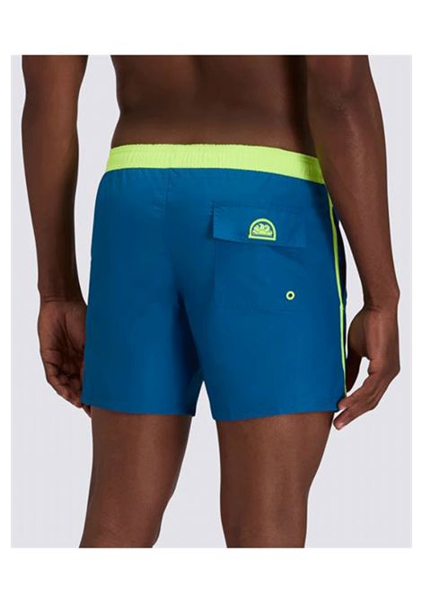 Costume Sundek Iconic Taffetà con Piping a contrasto Blu Deep Verde Uomo SUNDEK | Costumi | M732BDTA100-A9701