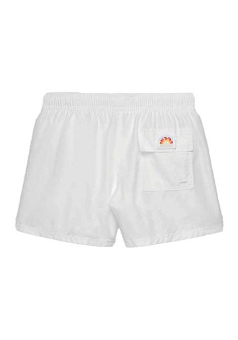 Sundek Short Swimshort with Elastic Waist in Repreve® Recycled Polyester White Men SUNDEK | Swimwear | M734BDRT300-00600
