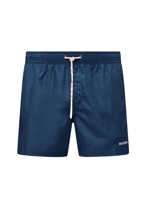 Sundek Short Swimshort with Elastic Waist in Repreve® Recycled Polyester Navy Blue Men SUNDEK | Swimwear | M734BDRT300-00700