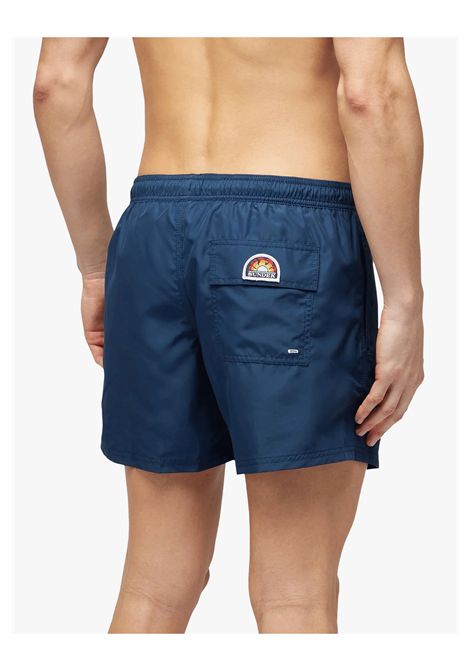Sundek Short Swimshort with Elastic Waist in Repreve® Recycled Polyester Navy Blue Men SUNDEK | Swimwear | M734BDRT300-00700